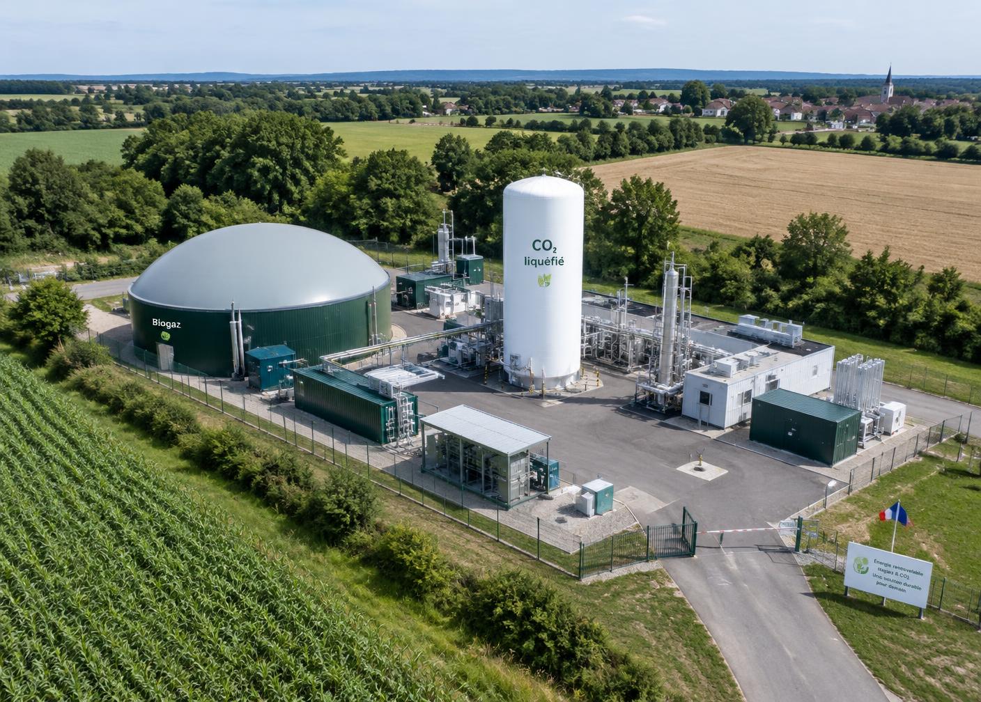 Vue aérienne du site de production